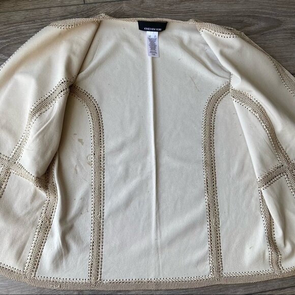 NWOT Jones New York  Suede Crochet Patchwork Open Front Jacket - Picture 10 of 16